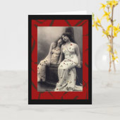 Ladies with long hair Victorian note cards カード (黄色い花)