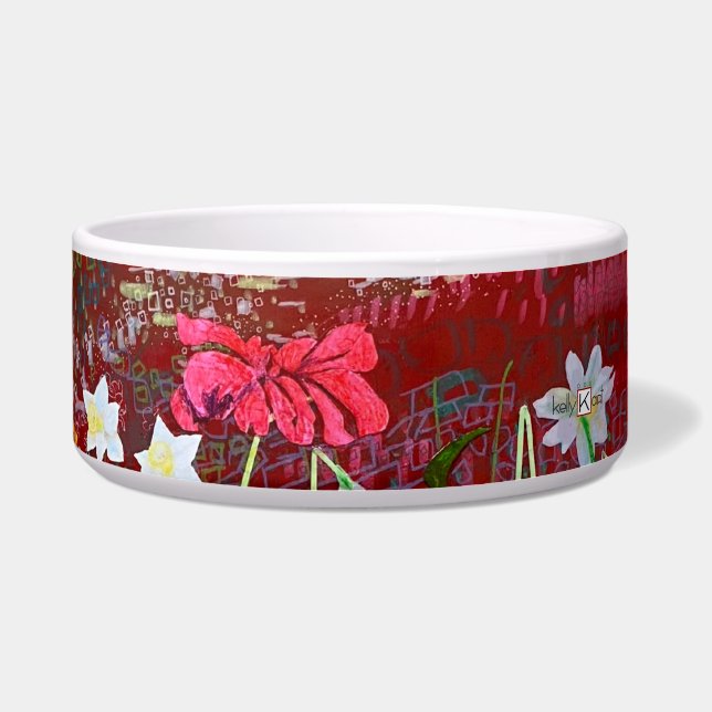 Ladrie's garden in red pet ボウル (正面)