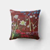 Ladrie's Garden in Red Throw Pillow クッション (裏面)