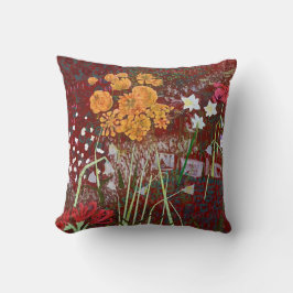 Ladrie's Garden in Red Throw Pillow クッション