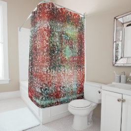 Ladrilho vermelho manchado com tinta spray シャワーカーテン