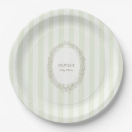 Laduree French Caffee Bonjour Bebe Green Stripe ペーパープレート