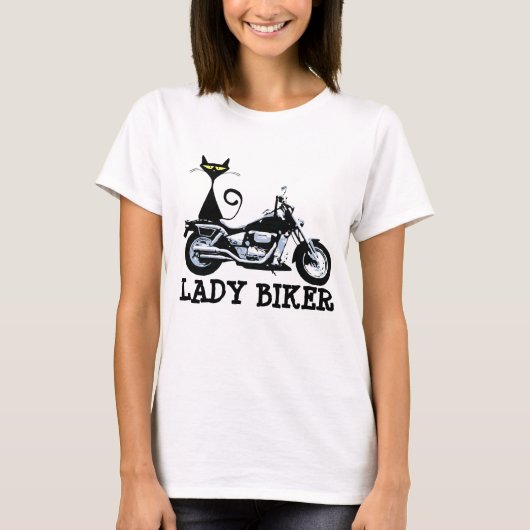LADYバイクもしくは自転車に乗る人、CAT Tシャツ (正面)