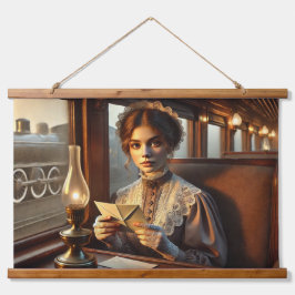 Ladyビクトリアン's a 読 Letter on a Train 吊り下げ型タペストリー