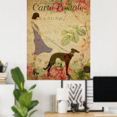 Lady and Greyhoundヴィンテージフランスのポストカード ポスター (ホームオフィス)