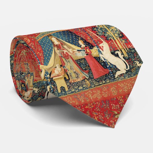 LADY AND UNICORNライオン、花、動物のファンタジー ネクタイ (ロール)