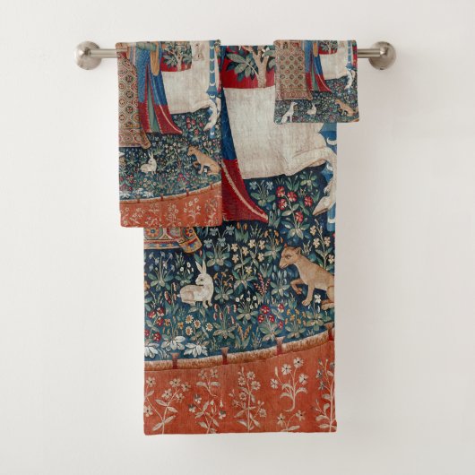 Lady and Unicorn Medieval Tapestry Hearing バスタオルセット (インサイチュ)
