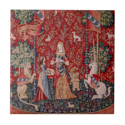Lady and Unicorn Medieval Tapestry Smell タイル (正面)