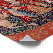 Lady and Unicorn Medieval Tapestry Smell ポスター (角)