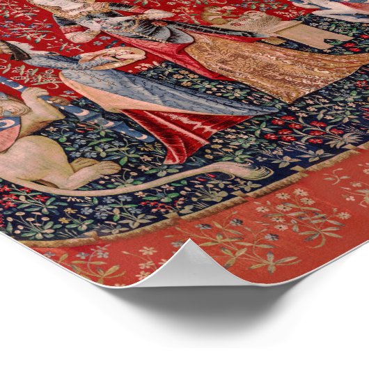 Lady and Unicorn Medieval Tapestry Smell ポスター (角)