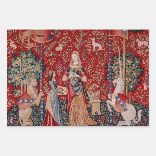 Lady and Unicorn Medieval Tapestry Smell ラッピングペーパーシート (正面)