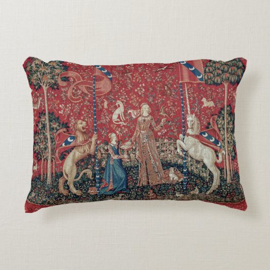 Lady and Unicorn Medieval Tapestry Taste アクセントクッション (正面)