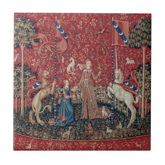 Lady and Unicorn Medieval Tapestry Taste タイル (正面)