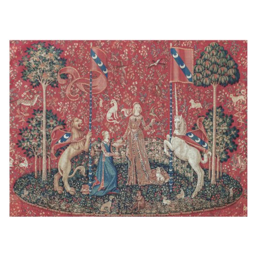 Lady and Unicorn Medieval Tapestry Taste テーブルクロス (正面(横))