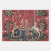 Lady and Unicorn Medieval Tapestry Taste ラッピングペーパーシート (正面3)