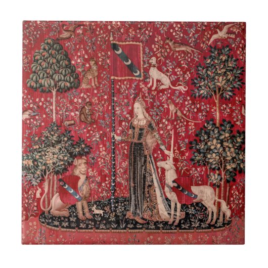 Lady and Unicorn Medieval Tapestry Touch タイル (正面)