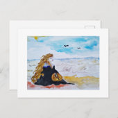 Lady at the beach ポストカード (正面/裏面)