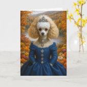 Lady Autumn , Poodle Blank Card カード (黄色い花)
