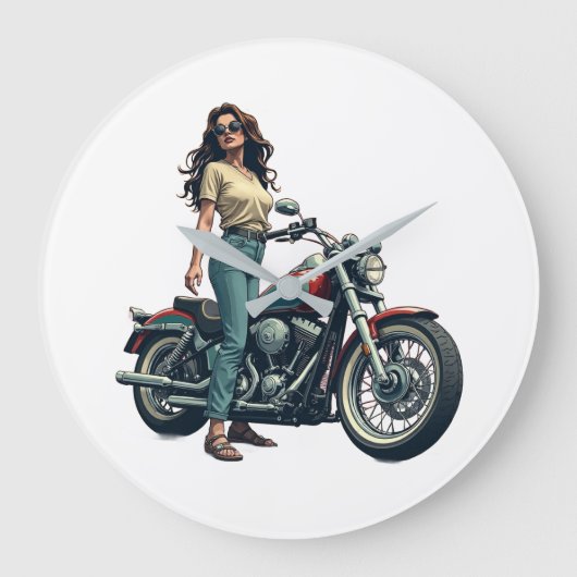 Lady Biker  ラージ壁時計 (正面)