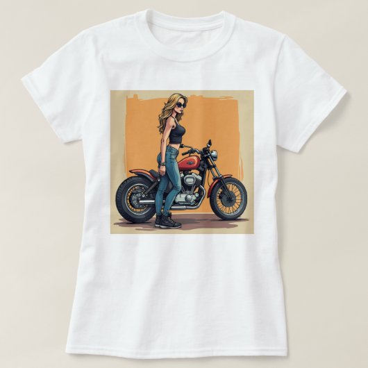 Lady Biker Getting Ready To Ride Tシャツ (デザイン正面)