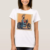 Lady Biker Getting Ready To Ride Tシャツ (正面)