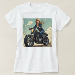 Lady Biker On The Road Tシャツ
