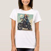 Lady Biker On The Road Tシャツ (正面)