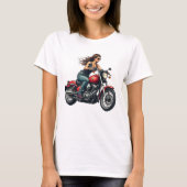 Lady Biker On The Road Tシャツ (正面)