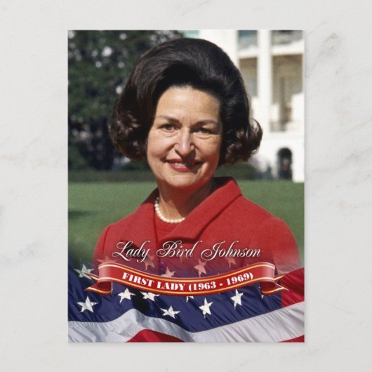 Lady Bird Johnson、アメリカ大統領夫人 ポストカード (正面)