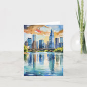 Lady Bird Lake Austin Texas Watercolor カード (正面)