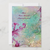 LADY BLUE MASK仮装エレガントパーティーティール(緑がかった色)ピンク 招待状 (裏面)