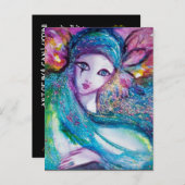 LADY BLUE MASK仮装エレガントパーティー インビテーションポストカード (正面/裏面)