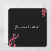 LADY BLUE MASK仮装エレガントパーティー、ティール（緑がかった色）ブラック 招待状 (裏面)