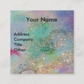 LADY BLUE MASK美しいメイクアップアーティストグリーンスパークル スクエア名刺 (正面)