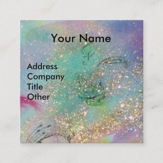 LADY BLUE MASK美しいメイクアップアーティストグリーンスパークル スクエア名刺 (正面)