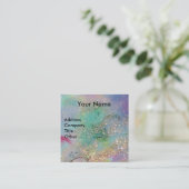 LADY BLUE MASK美しいメイクアップアーティストグリーンスパークル スクエア名刺 (スタンド正面)