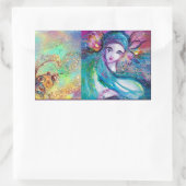 LADY BLUE MASK VENETIAN MASQUERADE MASKS 長方形シール (バッグ)