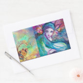 LADY BLUE MASK VENETIAN MASQUERADE MASKS 長方形シール (封筒)