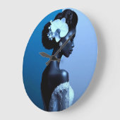Lady Blue Wall Clock Alicia C Lacy Art ラージ壁時計 (傾斜)