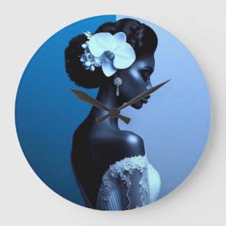 Lady Blue Wall Clock Alicia C Lacy Art ラージ壁時計
