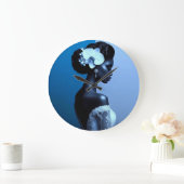 Lady Blue Wall Clock Alicia C Lacy Art ラージ壁時計 (ホーム)