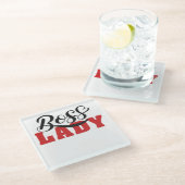 Lady Boss – Strong Confident Woman Design ガラスコースター (アングル)