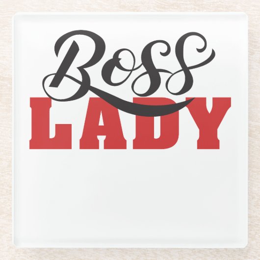 Lady Boss – Strong Confident Woman Design ガラスコースター (正面)