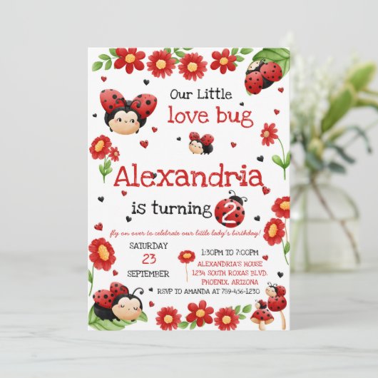 Lady Bug Birthday Invitation 招待状 (スタンド正面)