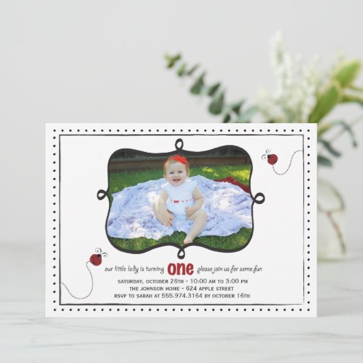 Lady Bug First Bursday Party Invitation -card- 招待状 (スタンド正面)