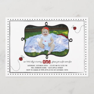 Lady Bug First Bursday Party Invitation -card- 招待状