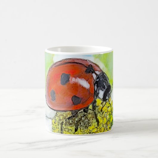 Lady Bug on A Daisy コーヒーマグカップ (中央)