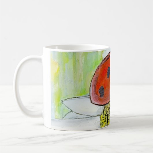 Lady Bug on A Daisy コーヒーマグカップ (左)
