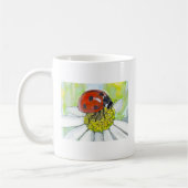 Lady Bug on A Daisy コーヒーマグカップ (左)