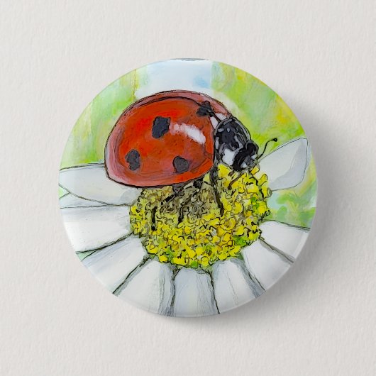 Lady Bug on A Daisy 缶バッジ (正面)